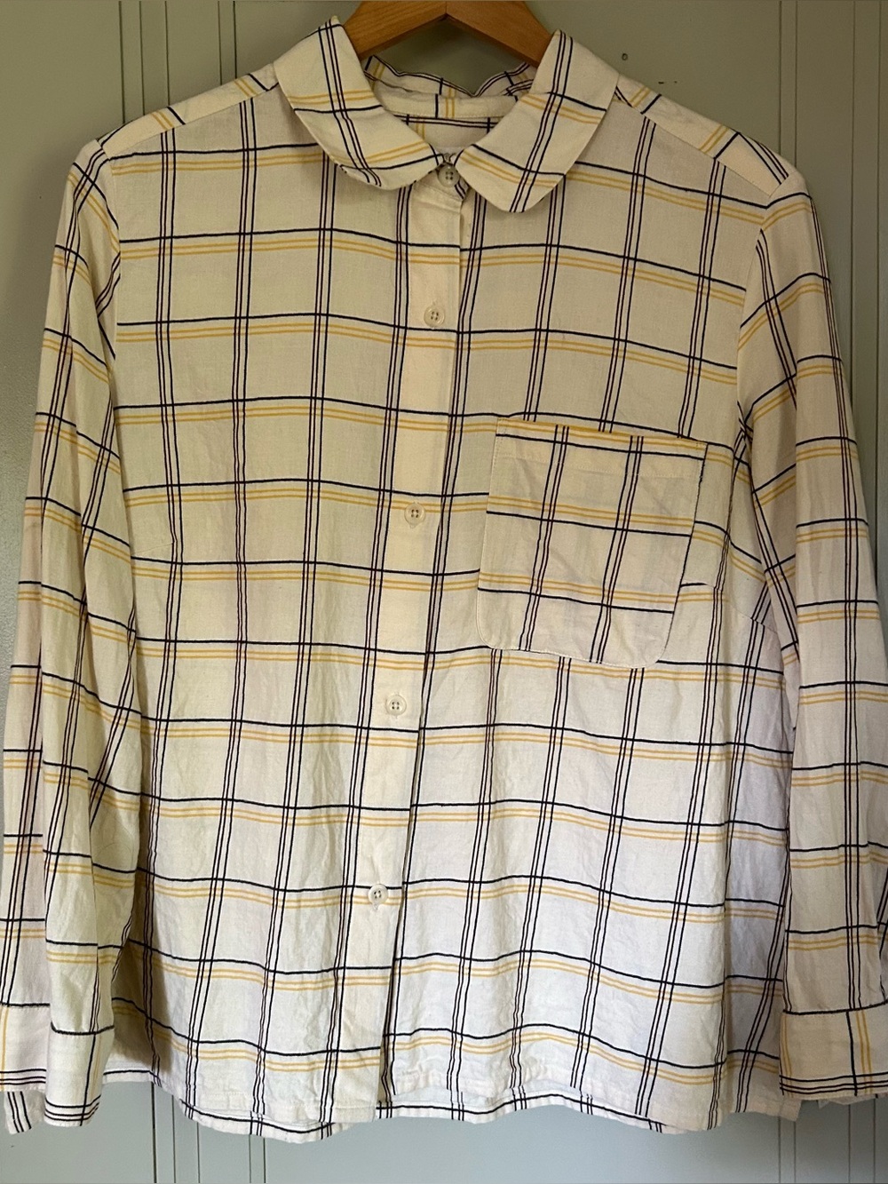 Toast Ollie Raised Check Organic Cotton Shirt | Natural (Size UK 16)